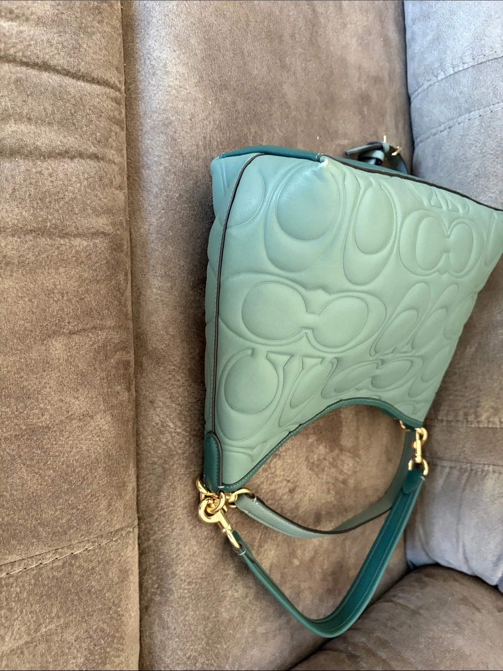 Coach Quilted Signature Shoulder Bag in Sage